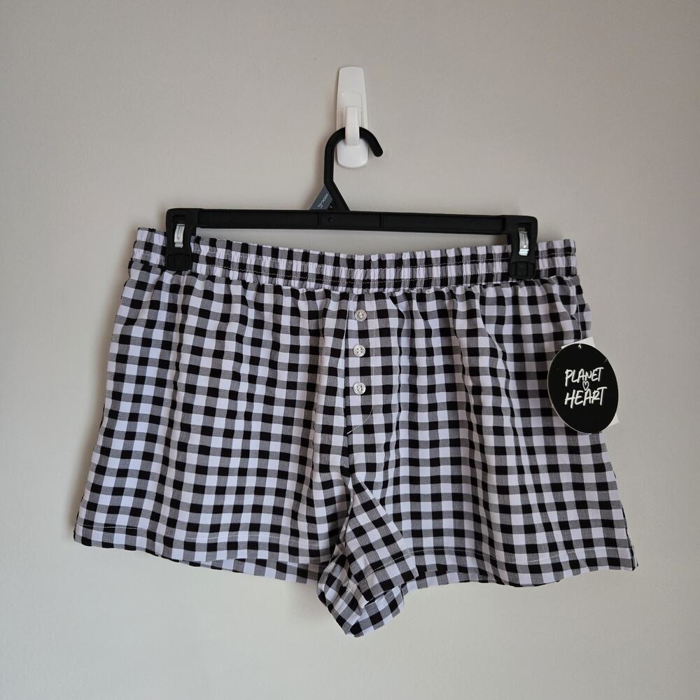 *New with Tags* Planet Heart Checkered Gingham Boxer Shorts Women's XL